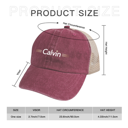 Calvin Vintage Washed Mesh Back Trucker Hat, Fashion Casual Streetwear Cap