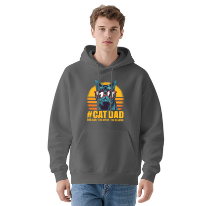 Cool Cat Dad Sunglasses Graphic Hoodie, Cozy Streetwear