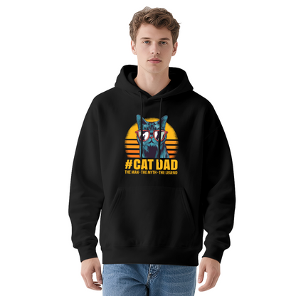 Cool Cat Dad Sunglasses Graphic Hoodie, Cozy Streetwear