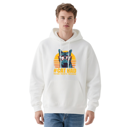 Cool Cat Dad Sunglasses Graphic Hoodie, Cozy Streetwear