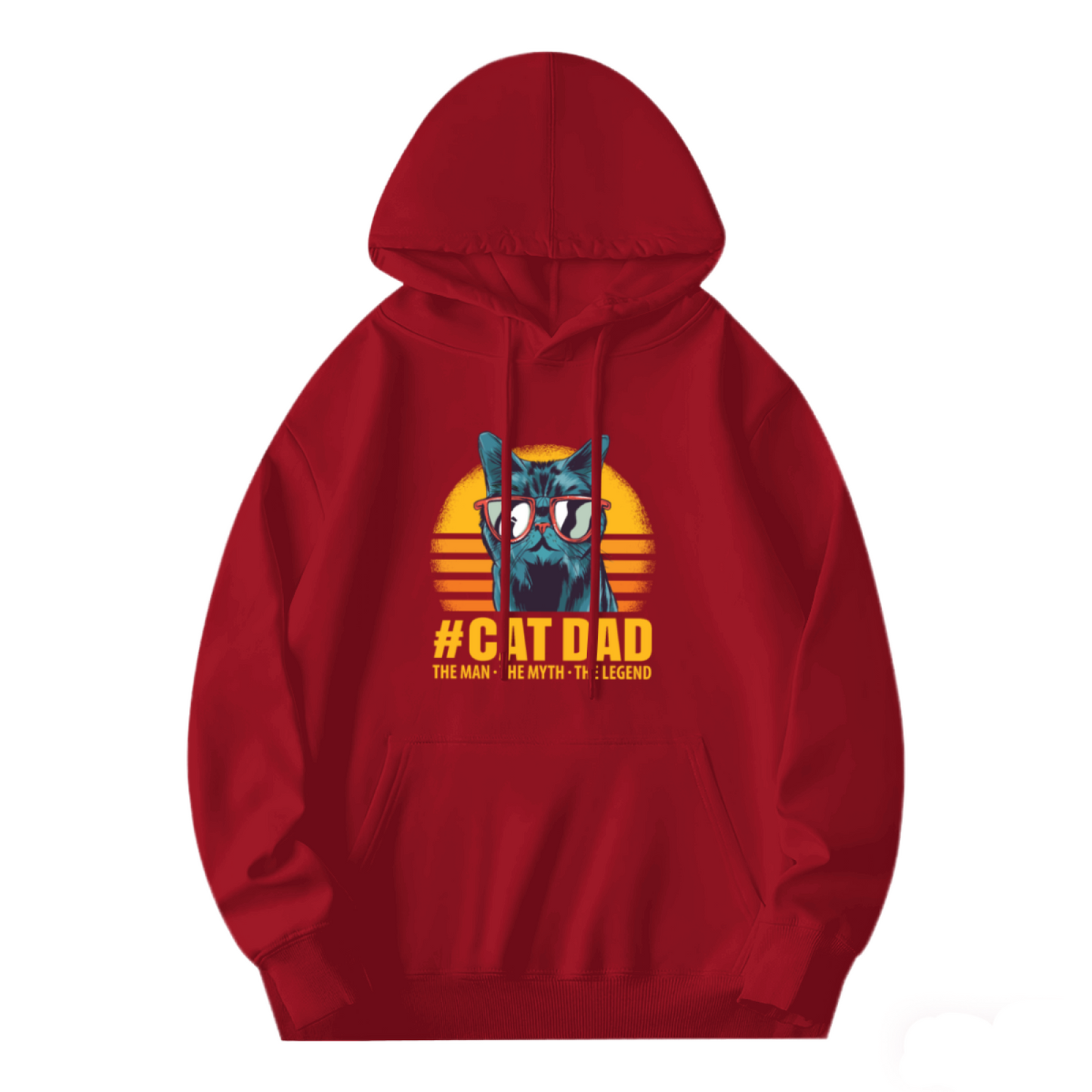 Cool Cat Dad Sunglasses Graphic Hoodie, Cozy Streetwear