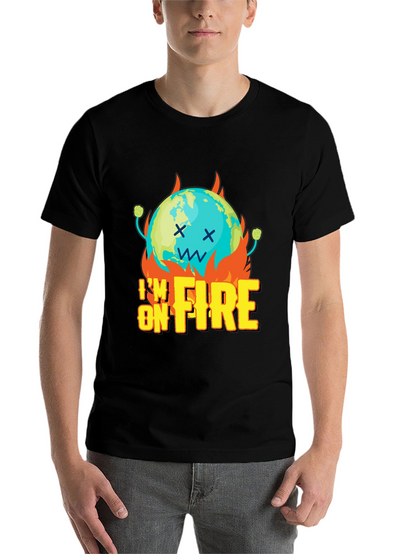 Im On Fire Graphic Print Black T-Shirt