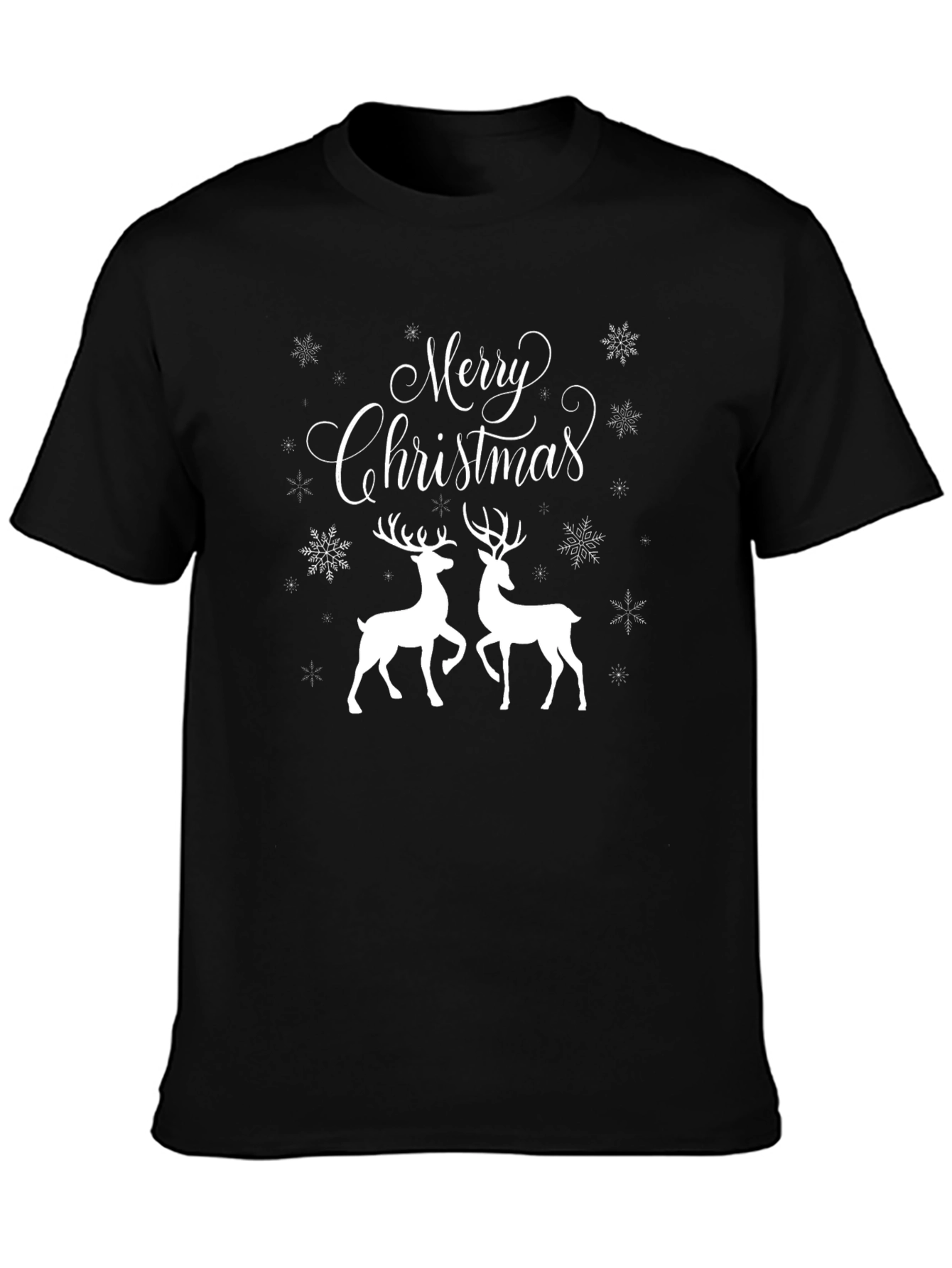 Merry Christmas Deer Graphic Tee - Holiday T-Shirt