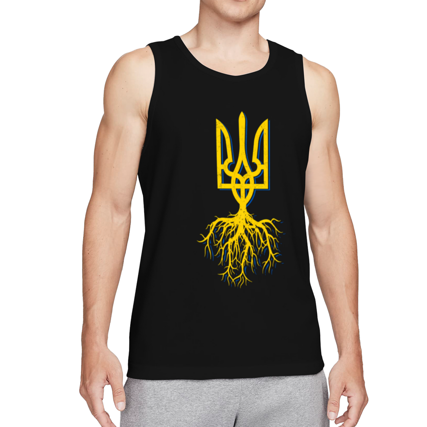 Ukraine Trident Roots Patriotic Mens Cotton Tank Top