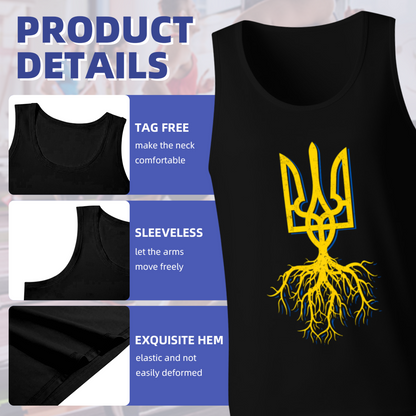 Ukraine Trident Roots Patriotic Mens Cotton Tank Top