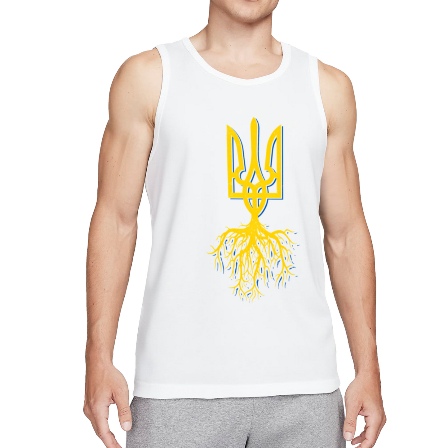 Ukraine Trident Roots Patriotic Mens Cotton Tank Top
