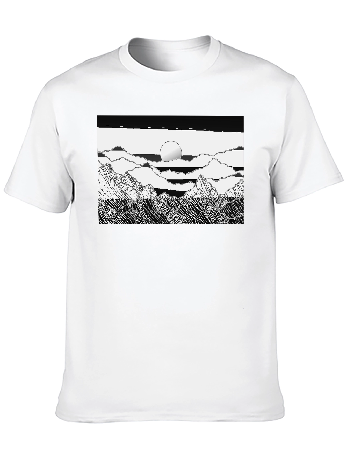 Black Graphic Tee - Mountain Scene Print
