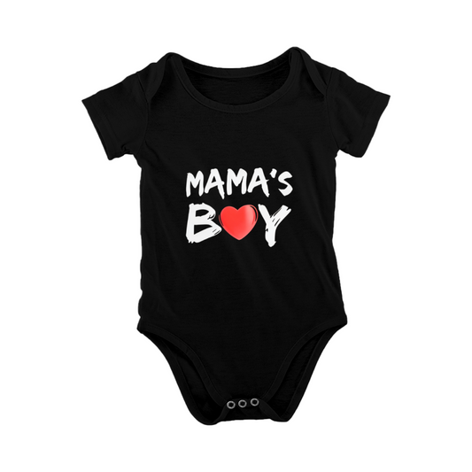 Mama¡¯s Boy Red Heart Cool Black Infant Short Sleeve Bodysuit