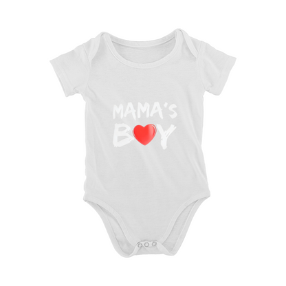 Mama¡¯s Boy Red Heart Cool Black Infant Short Sleeve Bodysuit