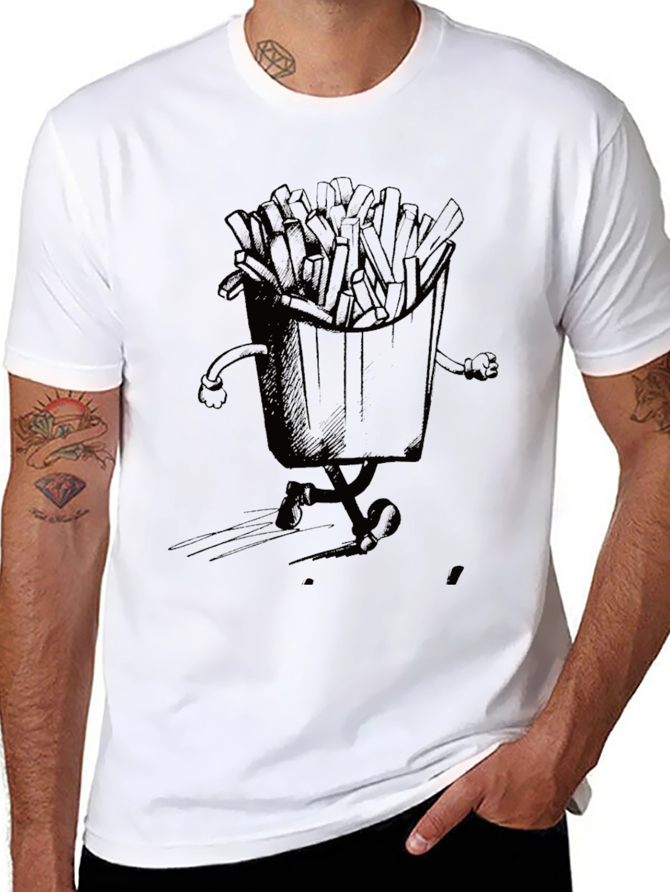 Running Fries Graphic T-Shirt - Black