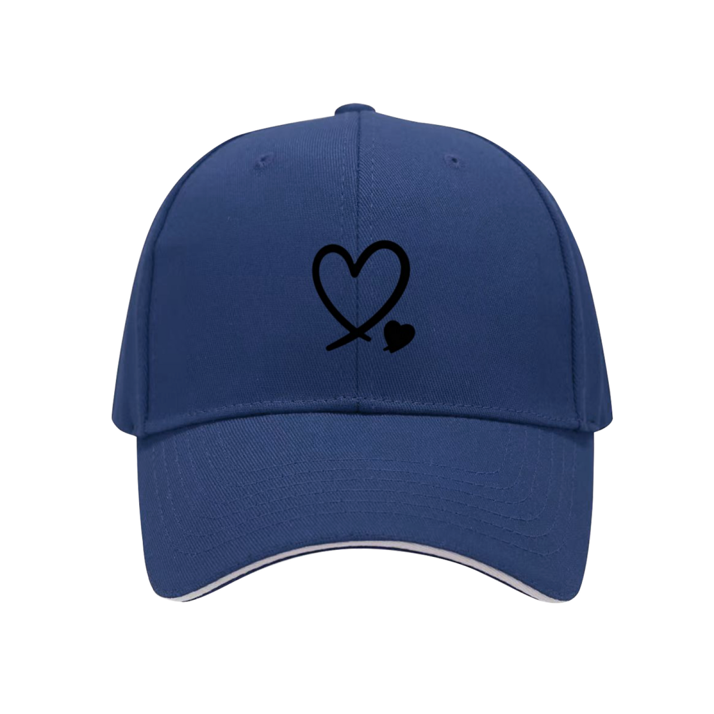 Intertwined Double Hearts White Sandwich Baseball Cap, Sweet Couple Daily Hat