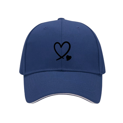 Intertwined Double Hearts White Sandwich Baseball Cap, Sweet Couple Daily Hat