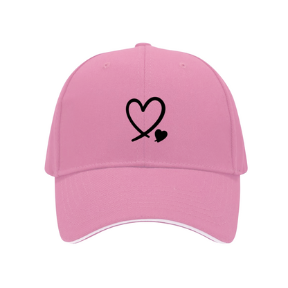 Intertwined Double Hearts White Sandwich Baseball Cap, Sweet Couple Daily Hat