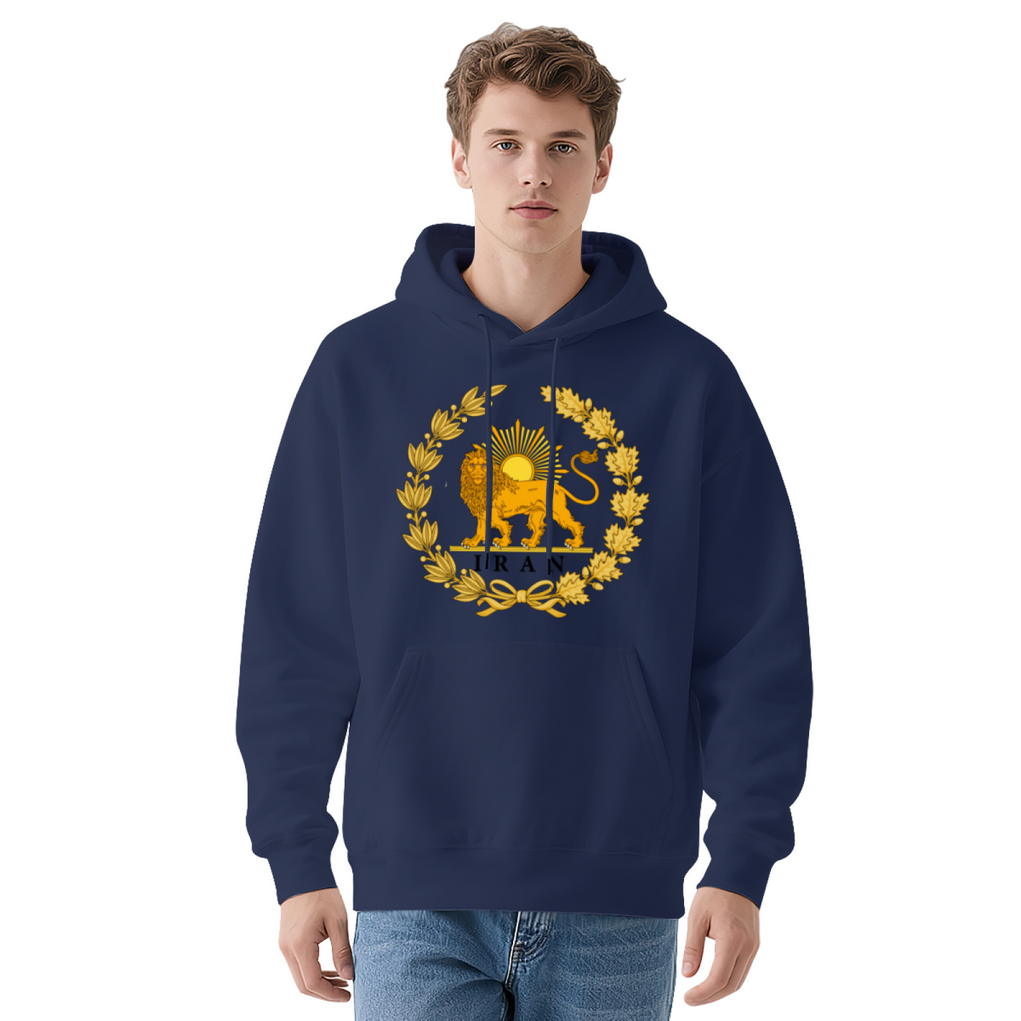 Persian Lion Sun Iran Heritage Emblem Hoodie, Unisex Cozy Cultural Sweatshirt