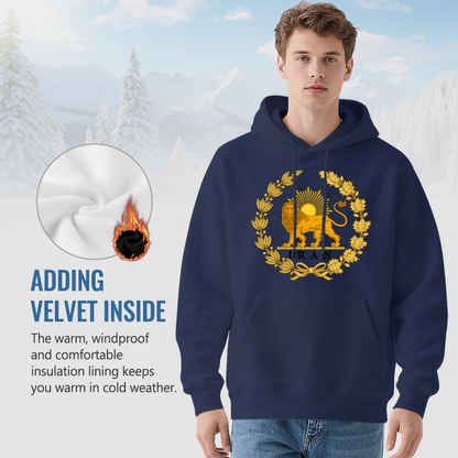 Persian Lion Sun Iran Heritage Emblem Hoodie, Unisex Cozy Cultural Sweatshirt