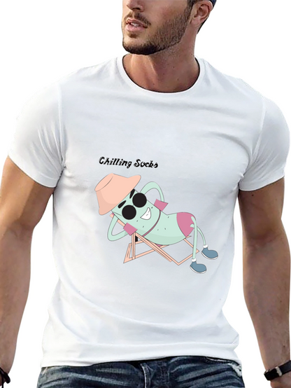 Chilling Socks Graphic Tee - Black Cotton Comfort