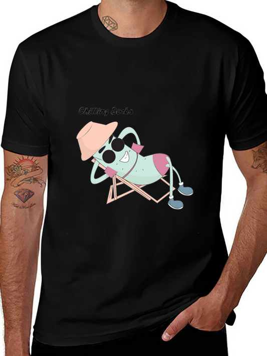 Chilling Socks Graphic Tee - Black Cotton Comfort