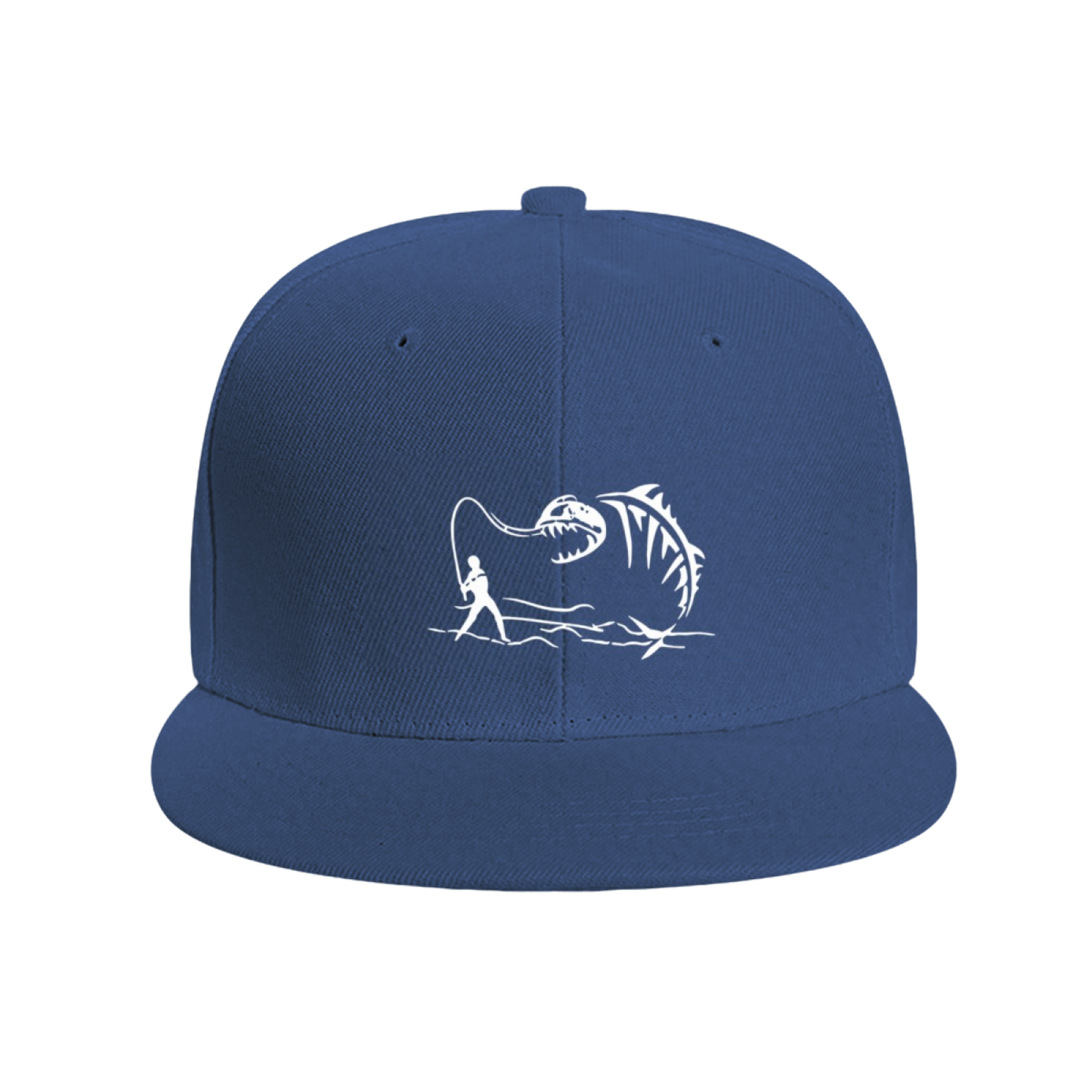 Monster Fish Skeleton Fishing Red Flat Brim Hat, Angler Outdoor Sun Snapback Cap