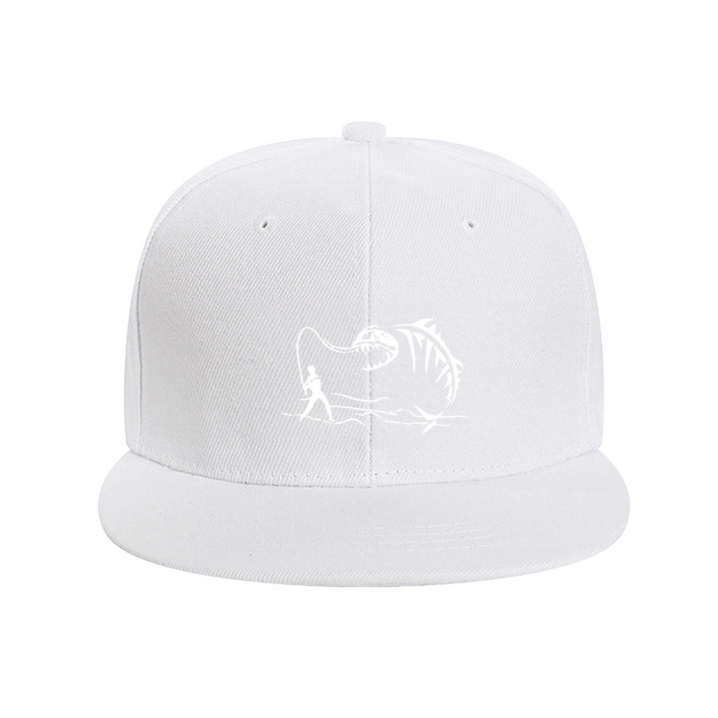 Monster Fish Skeleton Fishing Red Flat Brim Hat, Angler Outdoor Sun Snapback Cap