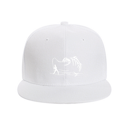 Monster Fish Skeleton Fishing Red Flat Brim Hat, Angler Outdoor Sun Snapback Cap