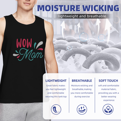 Wow Mom Cute Mother¡¯s Day Letter Print Men Tank Top
