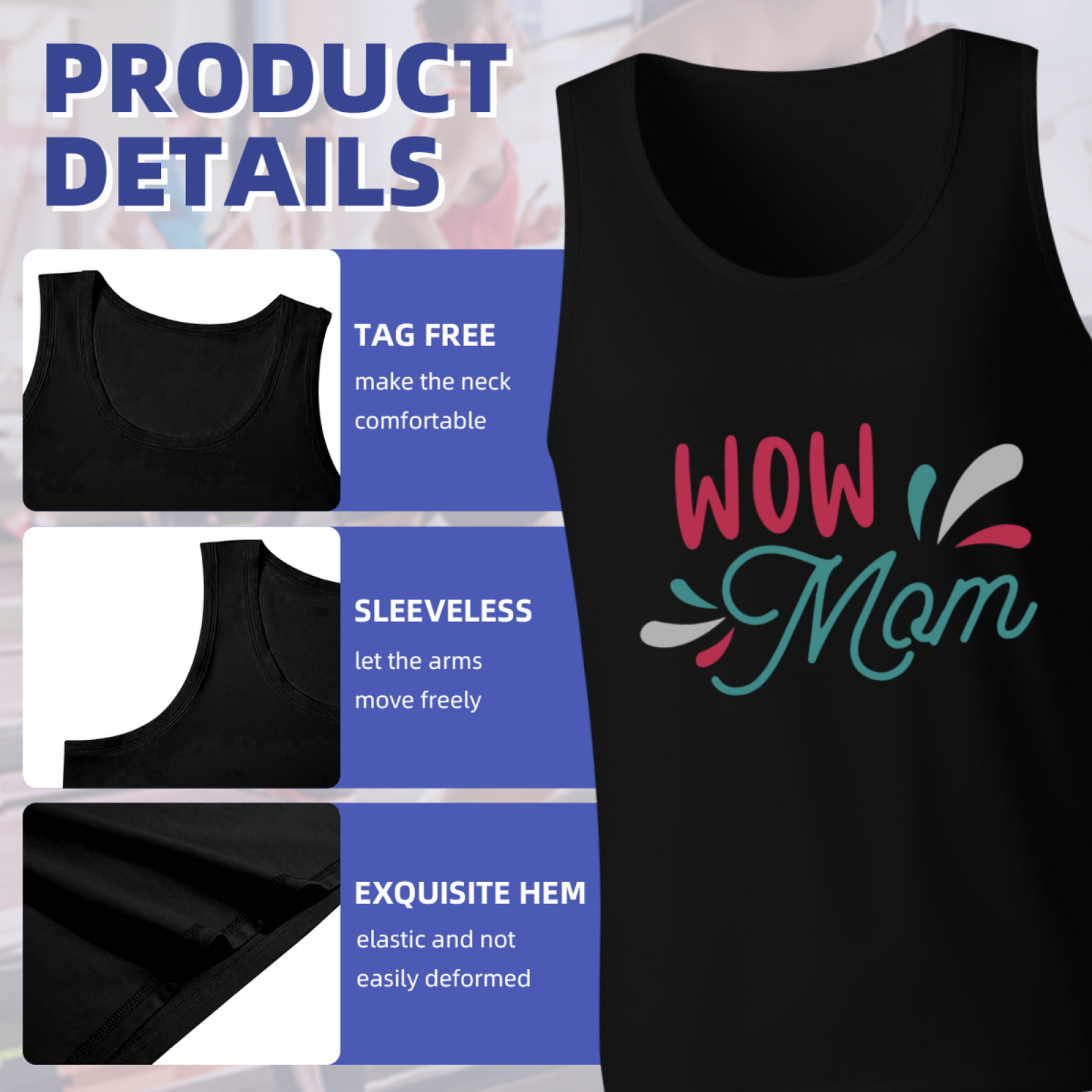 Wow Mom Cute Mother¡¯s Day Letter Print Men Tank Top