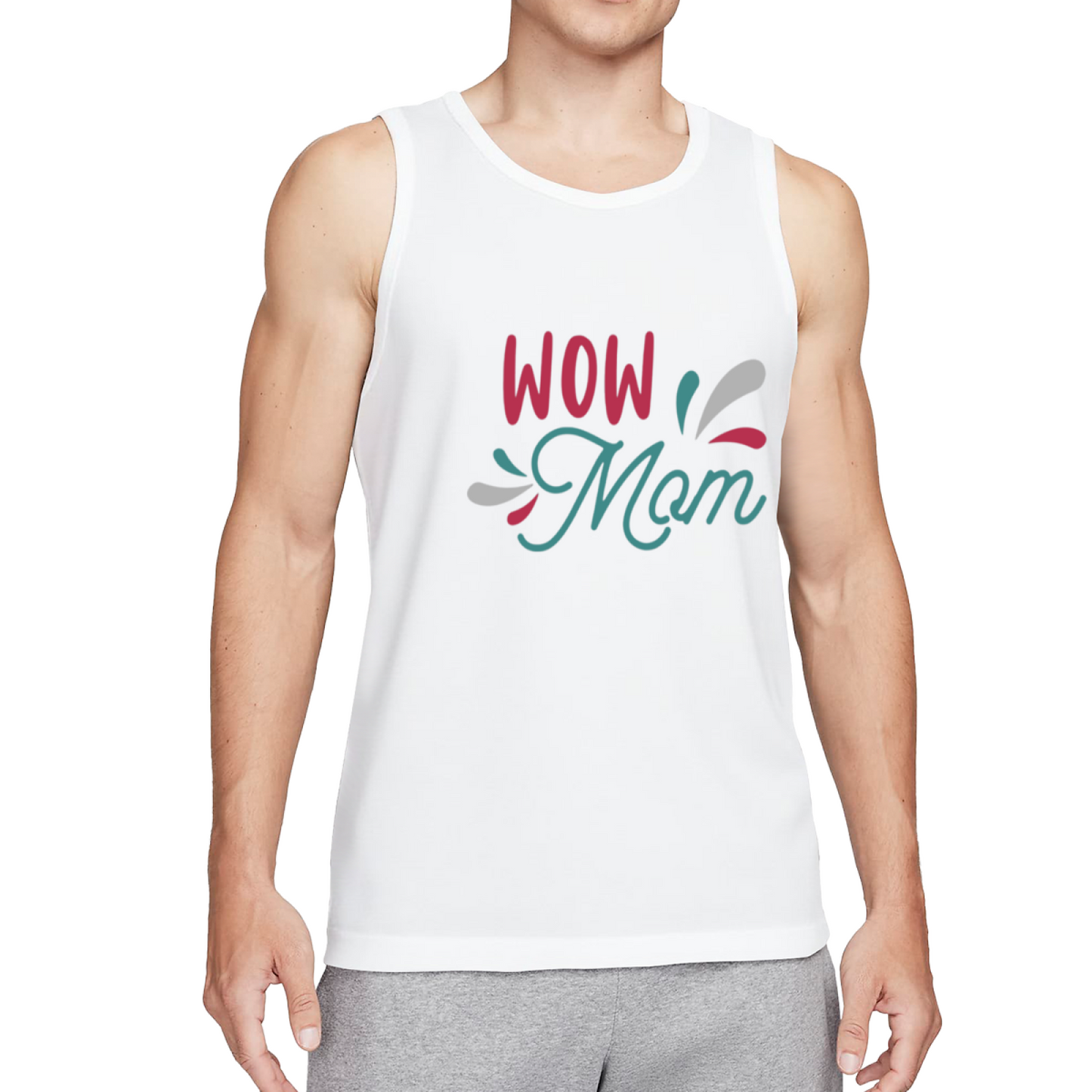 Wow Mom Cute Mother¡¯s Day Letter Print Men Tank Top