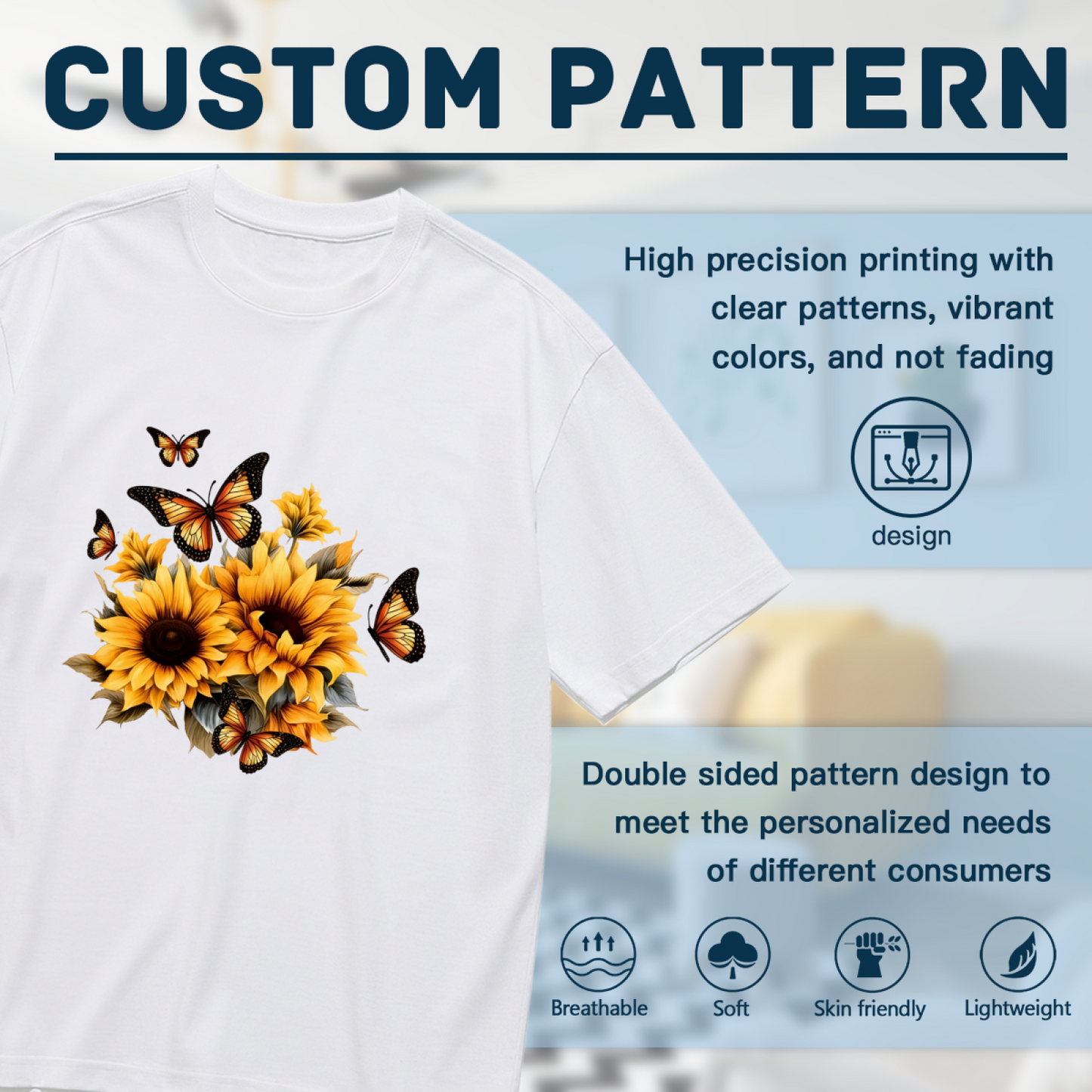 Warm Sunflower & Monarch Butterflies Floral Plus Size Women¡¯s Printed T-Shirt