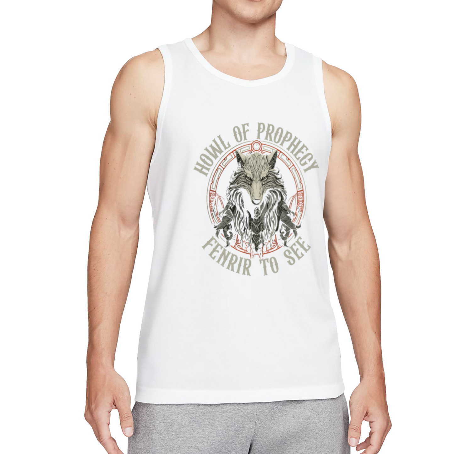 Howl of Prophecy Fenrir Norse Wolf Graphic Men Tank Top
