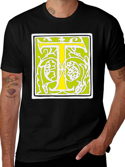 Initial T Graphic Tee - Black Cotton Blend