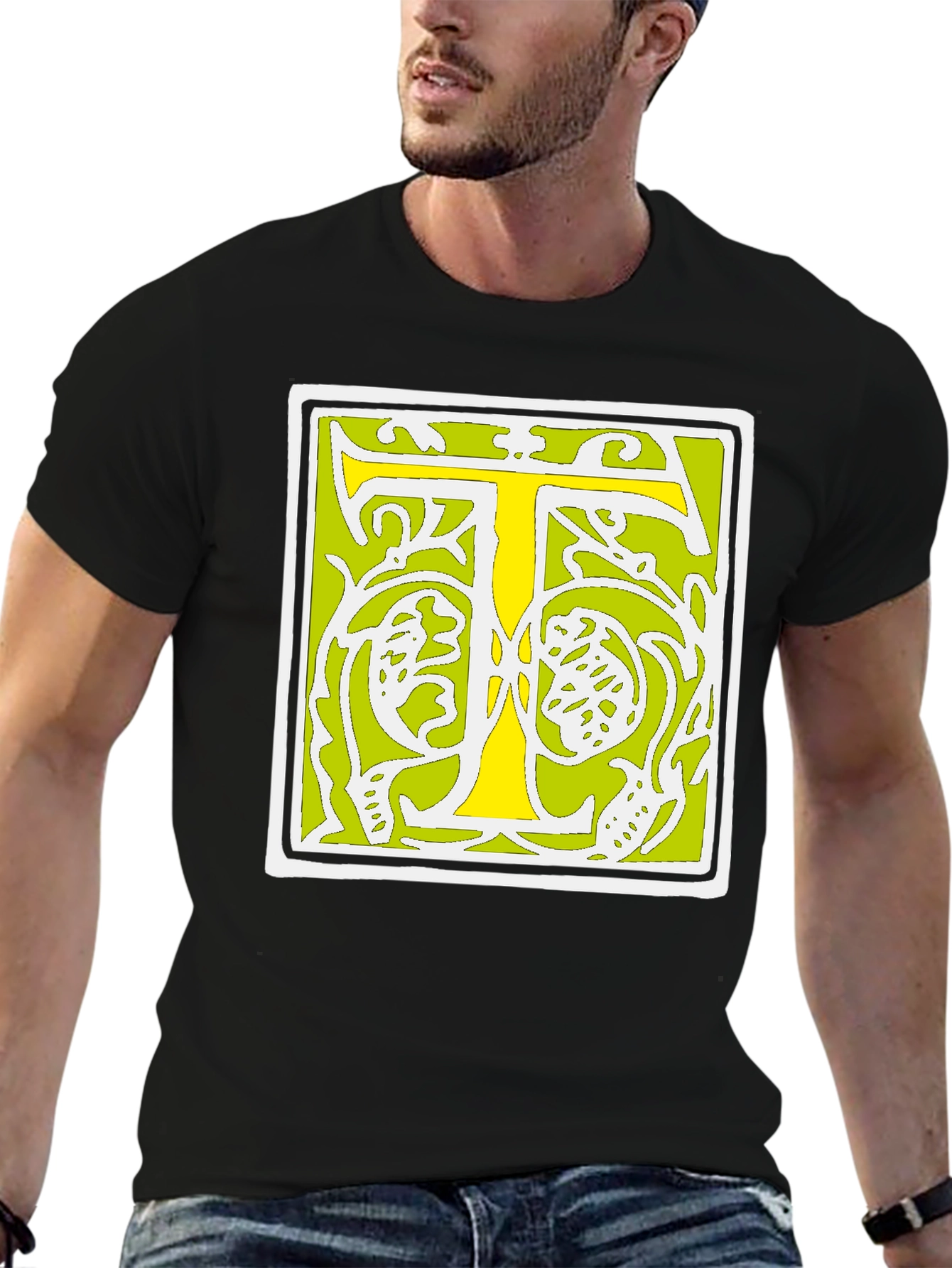 Initial T Graphic Tee - Black Cotton Blend
