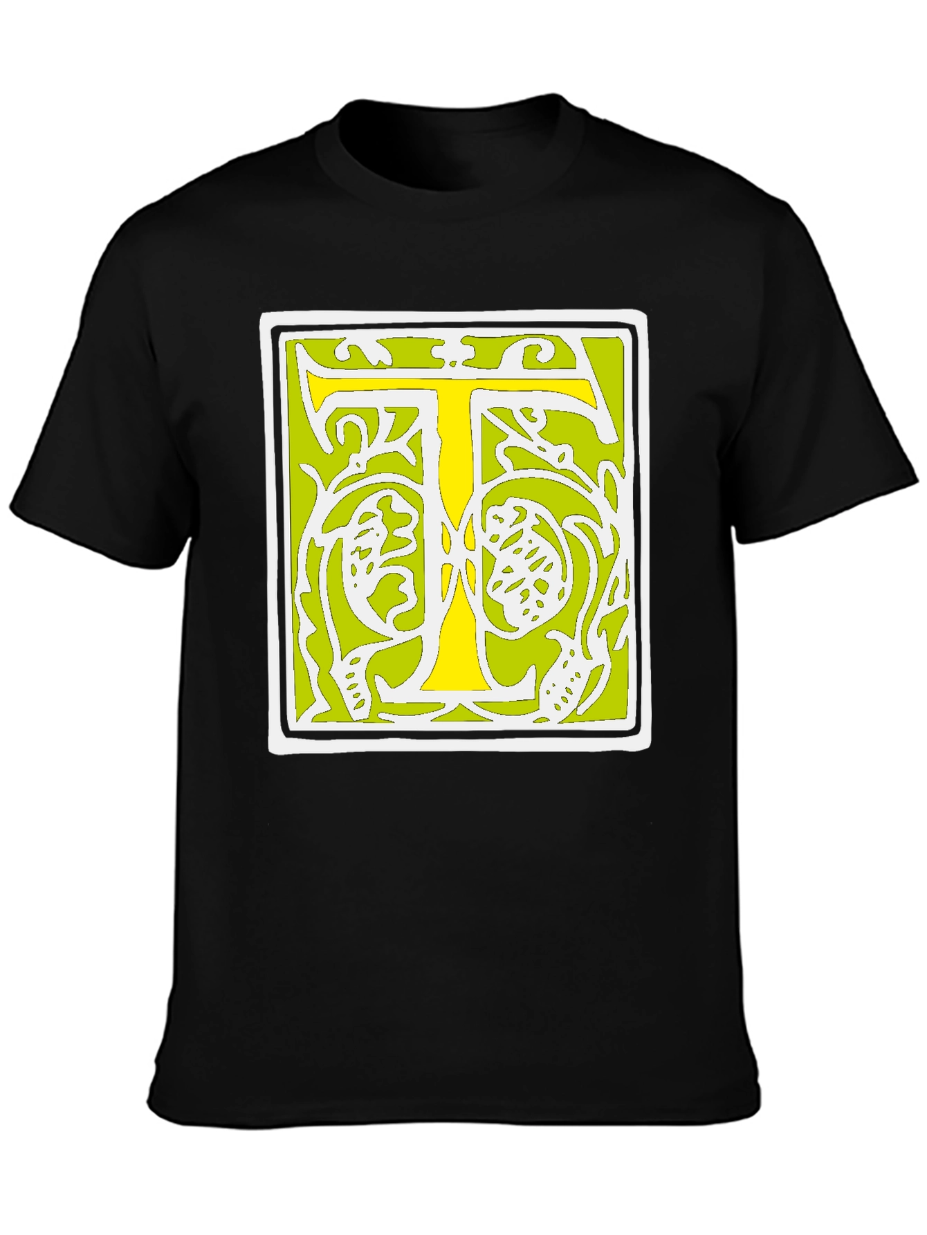 Initial T Graphic Tee - Black Cotton Blend