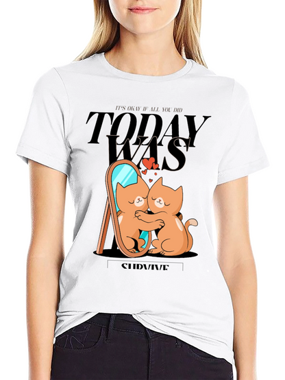 Cute Cat T-Shirt - Self Love Survive Tee