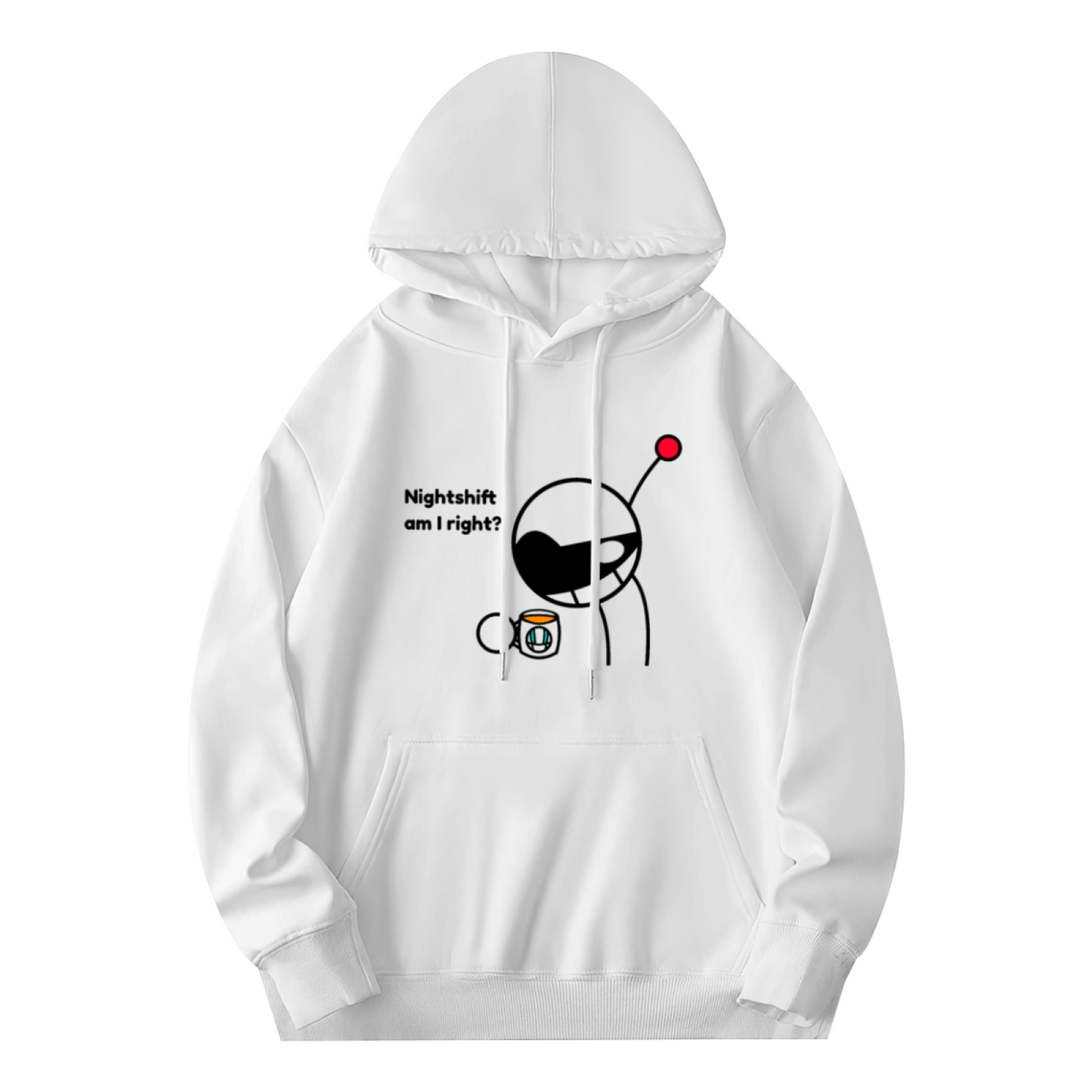 Nightshift Am I Right Alien Stick Figure Funny Hoodie, Worker Cozy Comfort Pullover