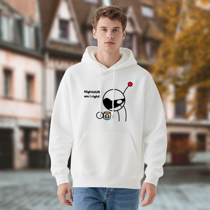 Nightshift Am I Right Alien Stick Figure Funny Hoodie, Worker Cozy Comfort Pullover