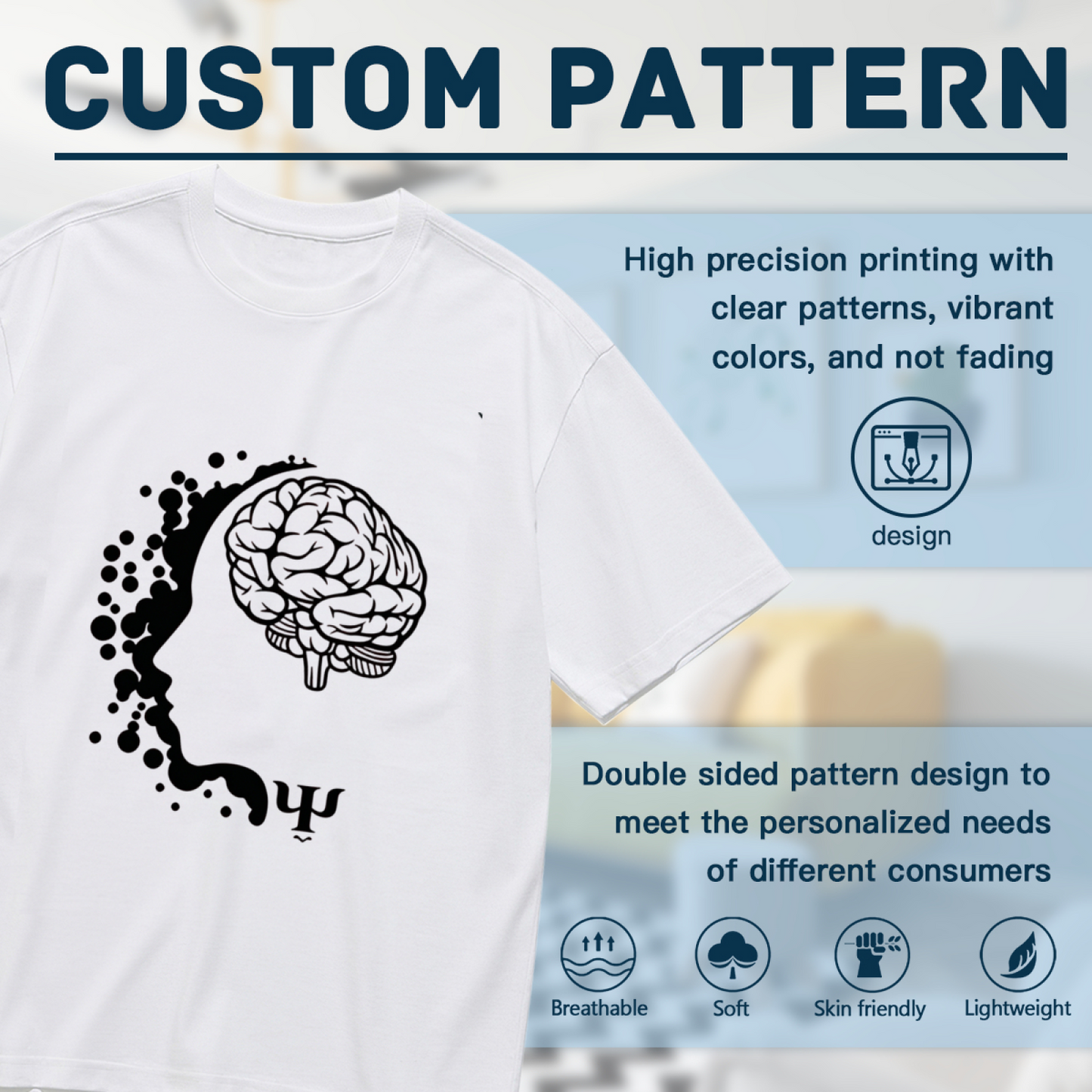 Brain Psychology Psi Symbol Mental Health Minimal Plus Size Women¡¯s Printed T-Shirt