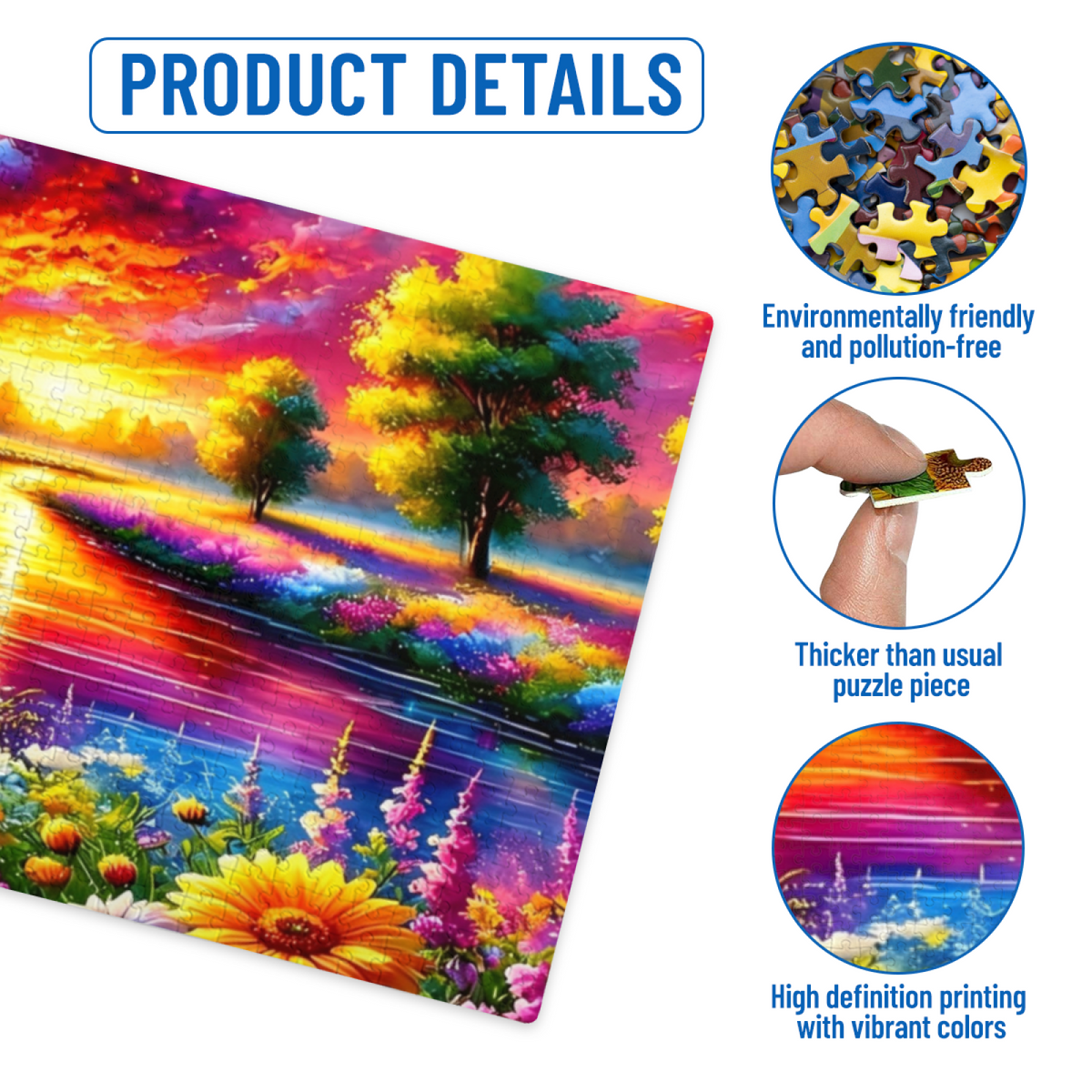 Dreamy Rainbow Sunset River Vibrant Fantasy Landscape Puzzle
