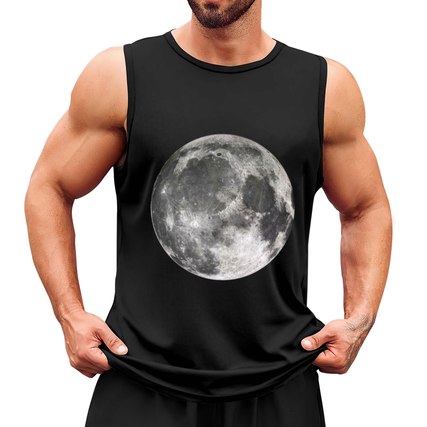 Hyper Realistic Full Moon Night Sky Simple Men Tank
