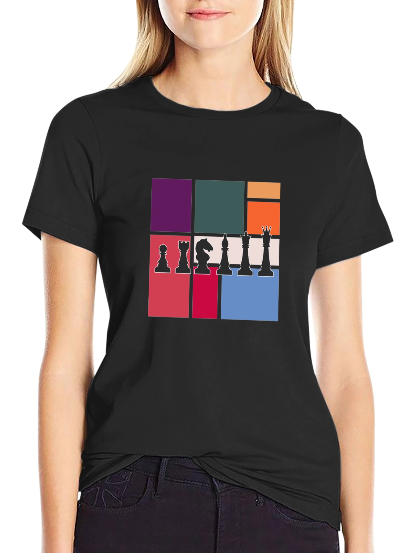 Chess Piece Block Graphic T-Shirt