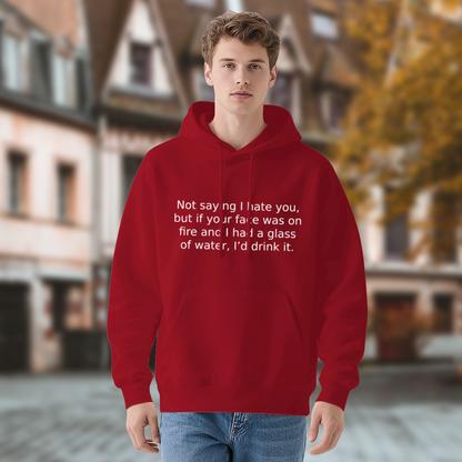 Sarcastic Rude Quote Red Hoodie, Men Funny Statement Cozy Street Top