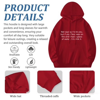 Sarcastic Rude Quote Red Hoodie, Men Funny Statement Cozy Street Top