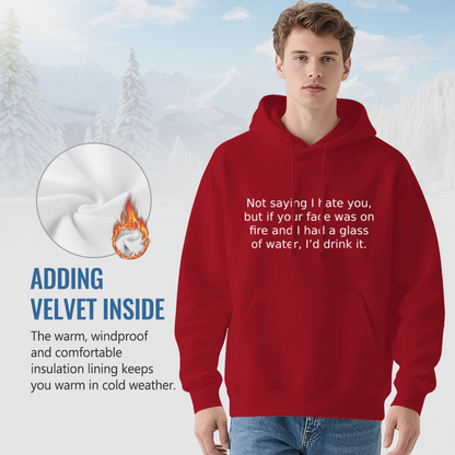 Sarcastic Rude Quote Red Hoodie, Men Funny Statement Cozy Street Top