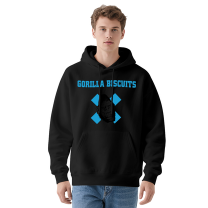 Gorilla Biscuits Retro White Graphic Hoodie, Unisex Punk Style Comfort Pullover