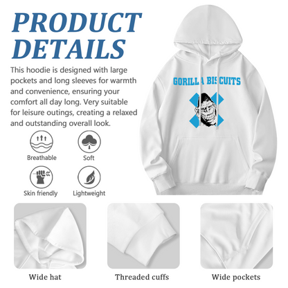 Gorilla Biscuits Retro White Graphic Hoodie, Unisex Punk Style Comfort Pullover