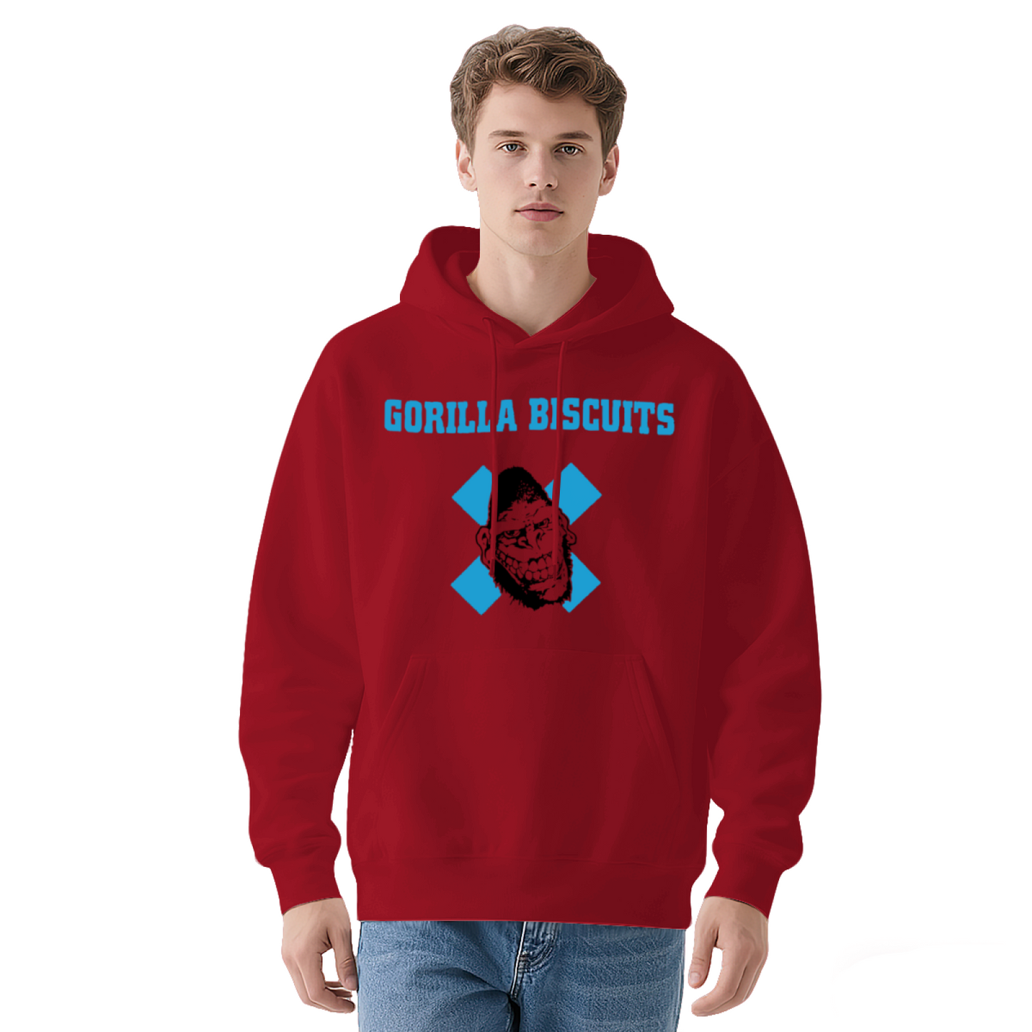 Gorilla Biscuits Retro White Graphic Hoodie, Unisex Punk Style Comfort Pullover