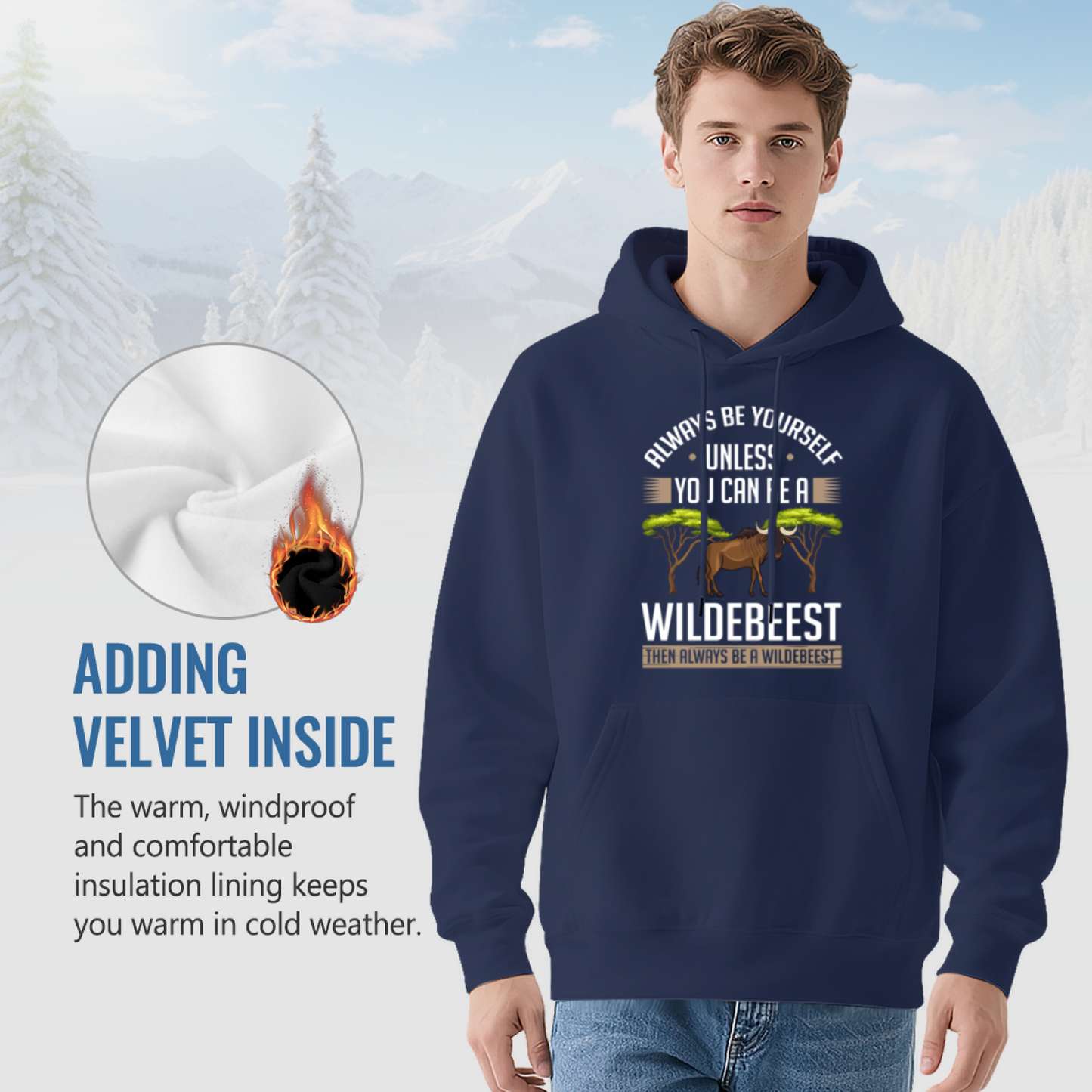 Funny Wildebeest Quote Animal Unisex Hoodie, Lightweight Cozy Top