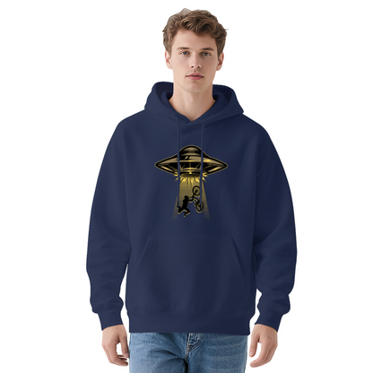 UFO Abduct BMX Bike Vintage Print Men Hoodie, Cozy Street Comfort