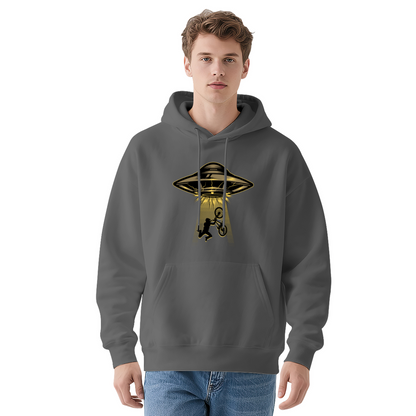 UFO Abduct BMX Bike Vintage Print Men Hoodie, Cozy Street Comfort