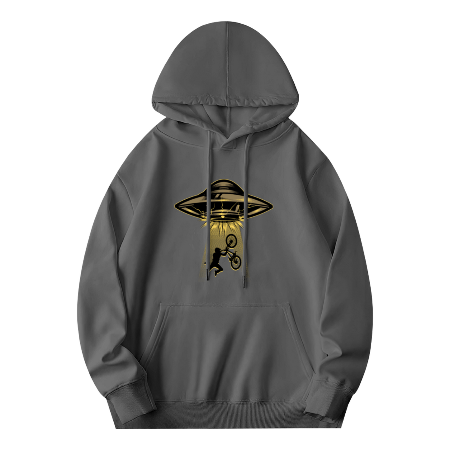 UFO Abduct BMX Bike Vintage Print Men Hoodie, Cozy Street Comfort