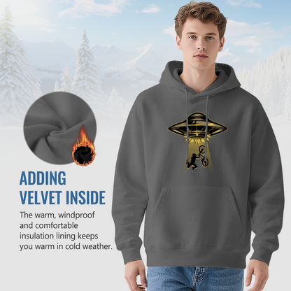 UFO Abduct BMX Bike Vintage Print Men Hoodie, Cozy Street Comfort